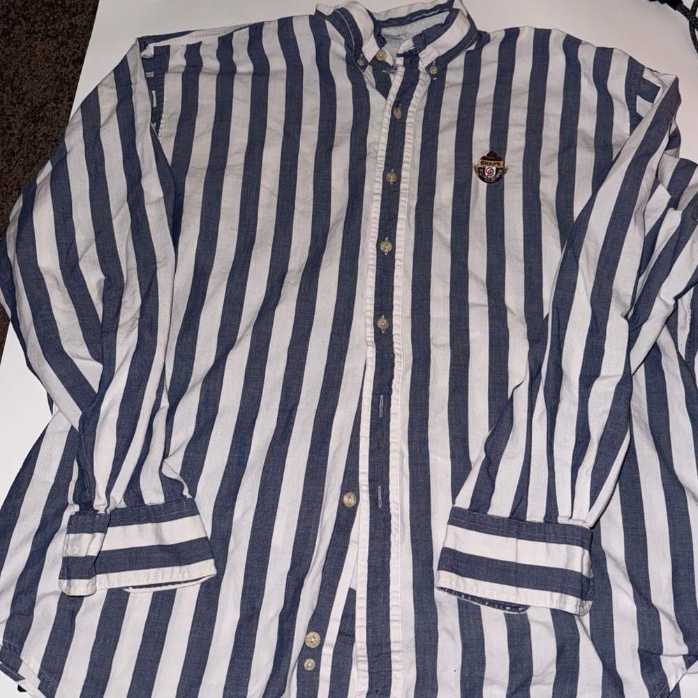 Vintage Chaps Ralph Lauren Navy and White Striped Shirt